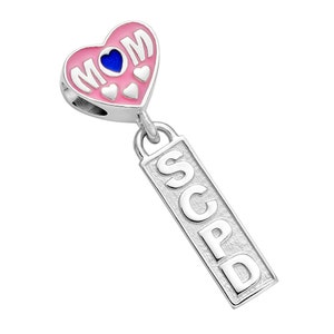 Suffolk County Police Mom Charm- SCPD - Fits Pandora Bracelet - Sterling Silver