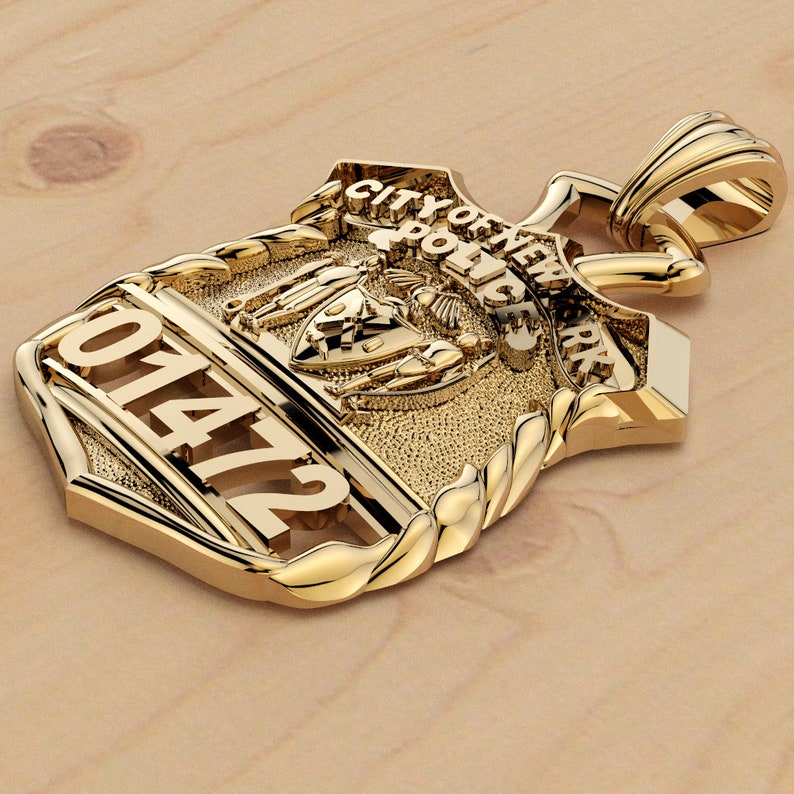 NYPD Shield Pendant Police Officer 14K Gold Etsy