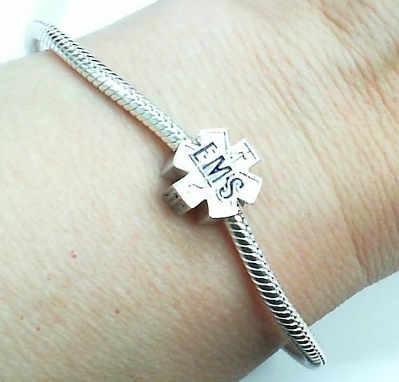 Star of Life EMS Charm Fits Pandora Bracelet Sterling Silver