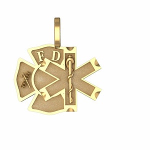 Fire Department / EMS Combo Charm - 10K Gold