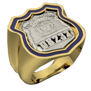 Mens NYPD Thin Blue Line Ring - Police Officer - Sterling