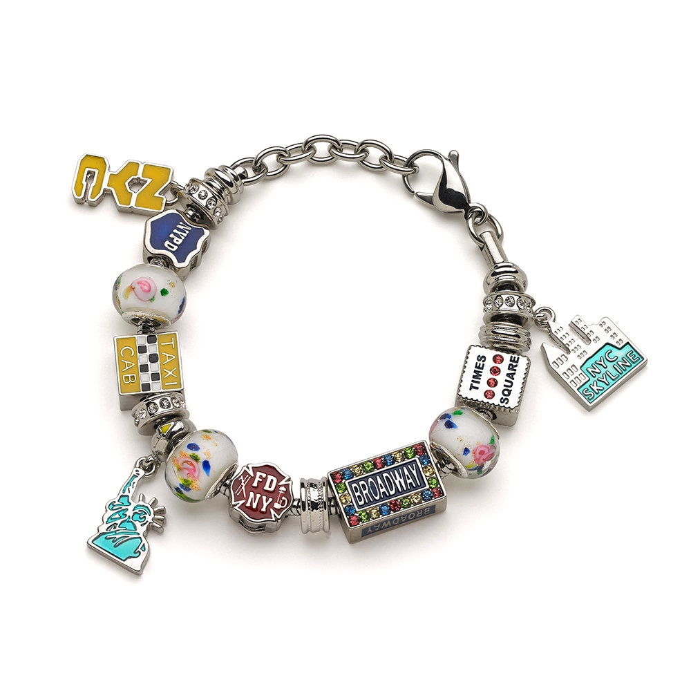 New York Skyline Charm with Lobster Claw Clasp Charms for Bracelets and Necklaces 
