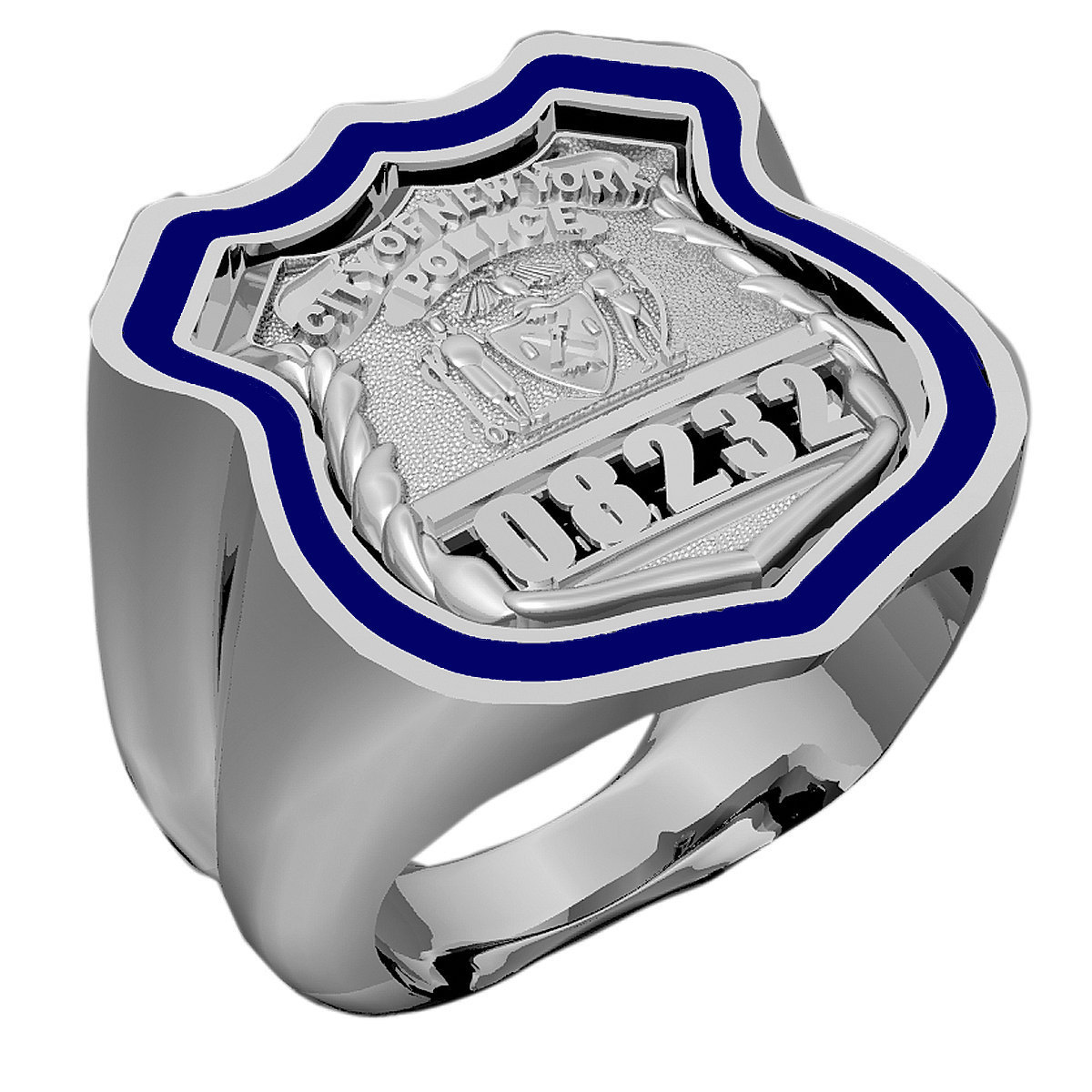 最新な Police - Ring Line Blue Thin NYPD Mens Officer Sterling - 19号～