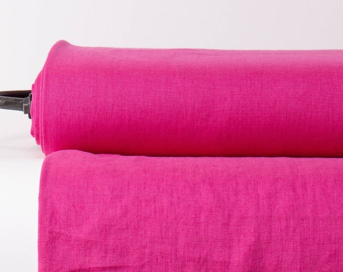 Magenta Pink Linen Fabric: Medium Weight, OEKO-TEX Certified