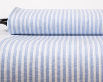 Striped Natural Linen Fabric, Flax Linen High Quality Fabric, French Linen By The Yard