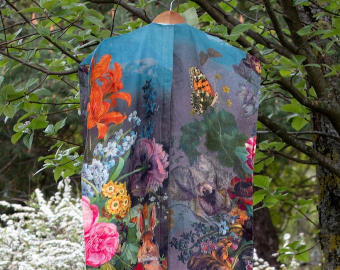 Linen Garment Bag Rococo-Style Pattern with Zipper For Clothing Storage. Dress Garment Bag. Wedding Garment Bag. Groomsmen Bag