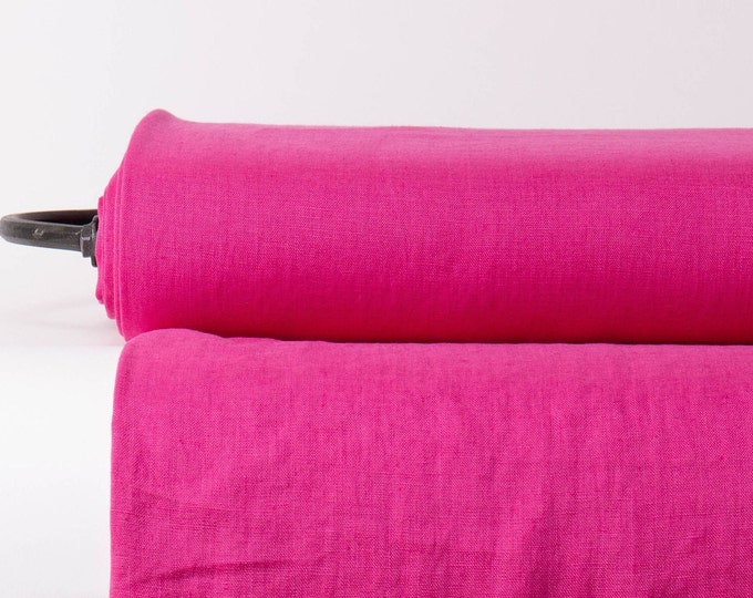 Magenta Pink Pure Linen Fabric - Medium Weight for Clothing, Home & Crafts. Pure 100%  Linen Fabric - OEKO-TEX and European Flax Certified