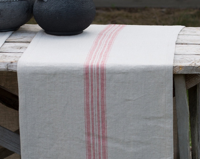 Linen table runner, Rustic runner made from organic, heavy weight, stone washed pure line fabric.