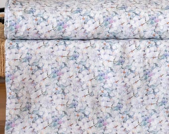 Watercolor Hydrangea Linen Fabric – Medium Weight Floral Print