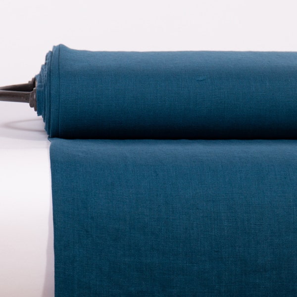 Teal Blue Linen Fabric: Medium Weight, Pre-Washed, 100% Linen By The Yard