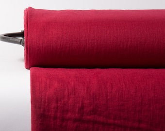 Berry Red Linen Fabric: 100% Pure European Flax, Medium Weight