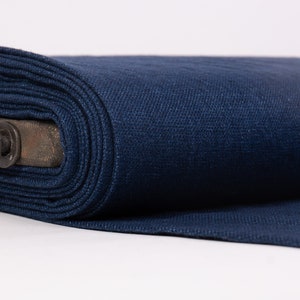 Pure linen fabric Chambray Dark Blue Medium weight, densely, washed-softened.  For clothes, home textiles, accessories