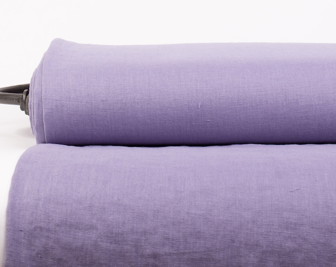 LinenBuy Pure Linen Fabric Lavender Medium Weight Pre-Washed Durable Plain Woven Solid Not Transparent Organic For Outfit Drape Tablecloth