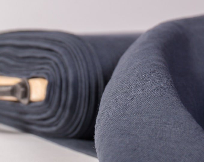 Pure 100% Linen Fabric Dark Gray Light Weight Pre-Washed.  Pure Light Linen Textile - Soft, Certified, Ideal for Summer & Home