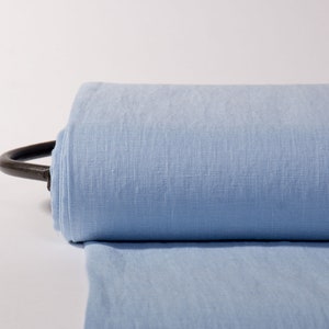 100% Linen Fabric  - Light Blue, Medium Weight, Plain Woven, Pre-Washed Apparel Fabric