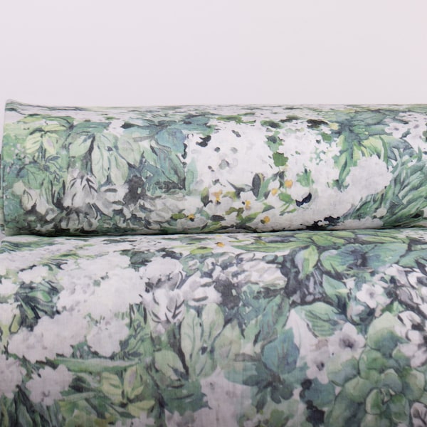 LinenBuy Pure 100% linen fabric, Spring Bloom Printed Fabric, Linen Fabric for Dress, Linen Fabric Floral, Fabric by the yard M2-0209-0150