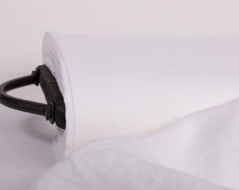 Stark White Heavyweight Linen Fabric 260gsm - Washed Rustic Style