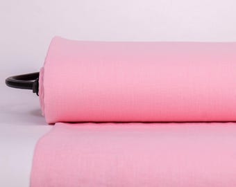 Pure 100% Linen Fabric Light Pink Medium Weight Pre-Washed Durable Dense Plain Solid Organic Textile Drape For Sewing Table Cloth By Yard