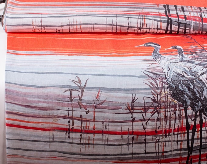 Nature Print Linen Material - French Linen Sewing Fabric by the Yard. Linen Dressmaking Fabric - Fast Shipping Worldwide