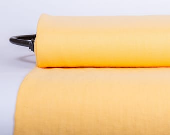 Yellow Linen Fabric: Medium Weight, Washed, Sold by Yard/Meter
