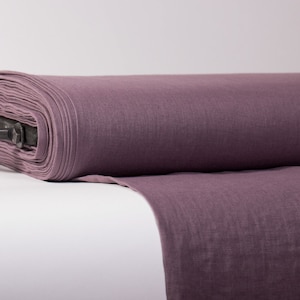Pure 100% Linen Fabric Dirty Purple Medium Weight Pre-Washed Durable Dense Plain Solid Organic Drape For Sewing Table Cloth By Yard