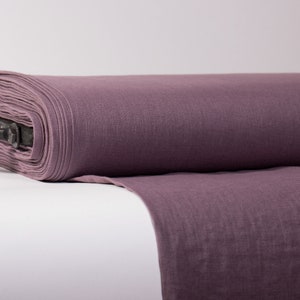 Linen fabric Dirty Purple Medium Weight Pre-Washed Textile Durable Plain Woven Solid Not Transparent  Organic For Outfit Drape Tablecloth