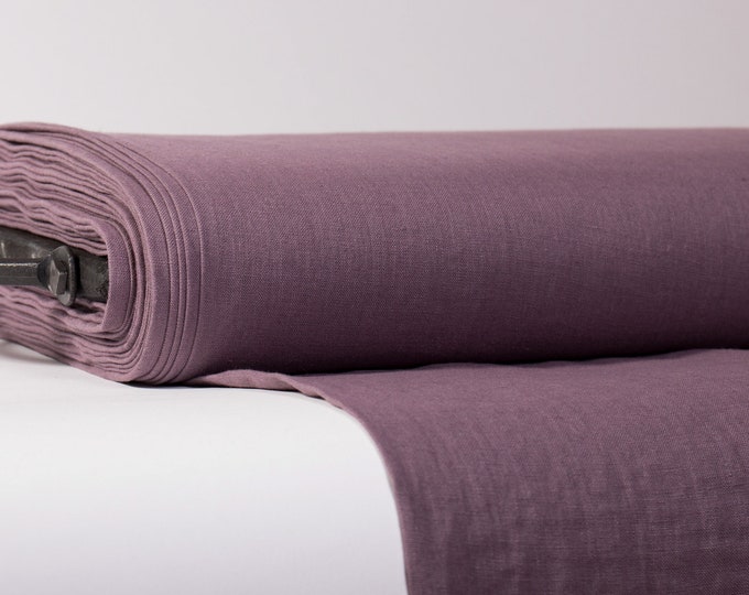 Pure 100% Linen Fabric Dirty Purple Medium Weight Pre-Washed Durable Dense Plain Solid Organic Drape For Sewing Table Cloth By Yard