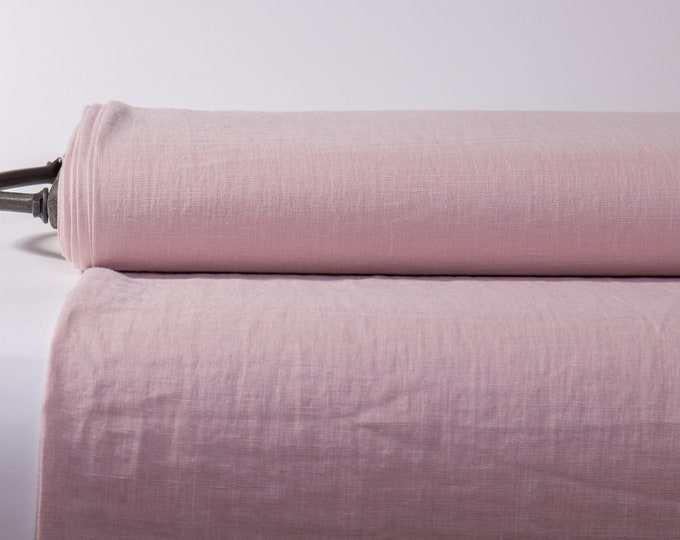 LinenBuy  Pure 100% Linen Fabric Dirty Pink Medium Weight Pre-Washed Durable Dense Plain Solid Organic For Sewing Sold By Yard