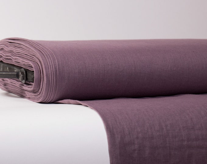 Linen fabric Dirty Purple Medium Weight Pre-Washed Textile Durable Plain Woven Solid Not Transparent  Organic For Outfit Drape Tablecloth