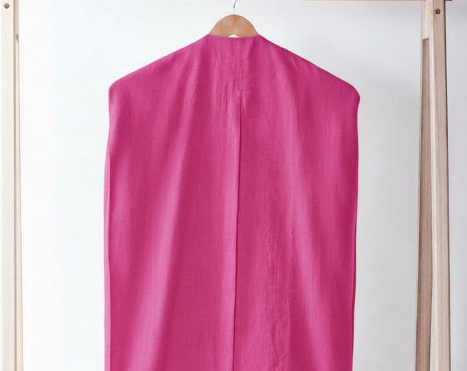 Linen Garment Bag for Suit & Dress, Breathable Clothes Cover, Custom Groom Tuxedo Storage, Personalized Clothes Bag with Zipper or Buttons