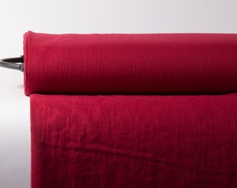 Berry Red Linen Fabric by Yard - 100% Pure, Medium Weight, Sewing & Crafts. European Flax Berry Red Linen .  Linen Fabric by Yard
