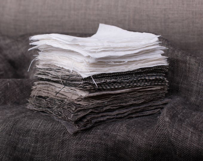 Linen fabrics SAMPLES SET'S Not-dyed linen color, White, Striped, Checked, France Jacquard