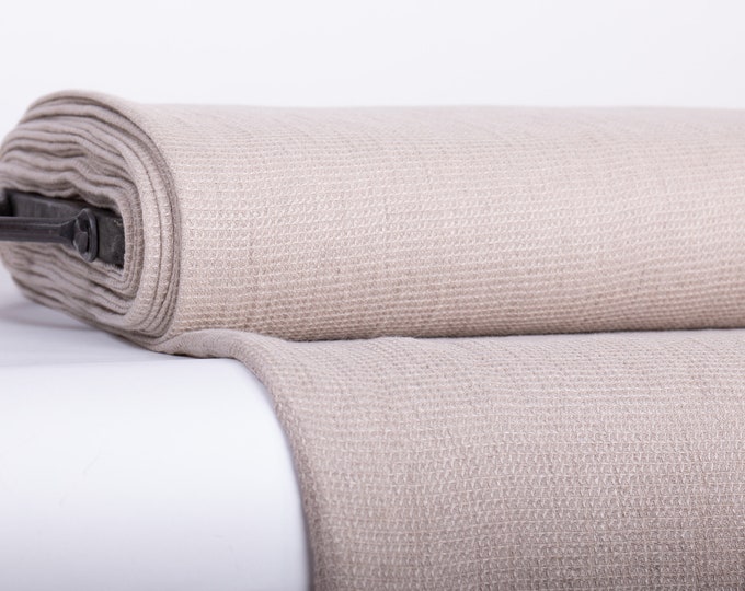 Waffle Pique Linen Fabric: Undyed, Pre-washed, By The Yard