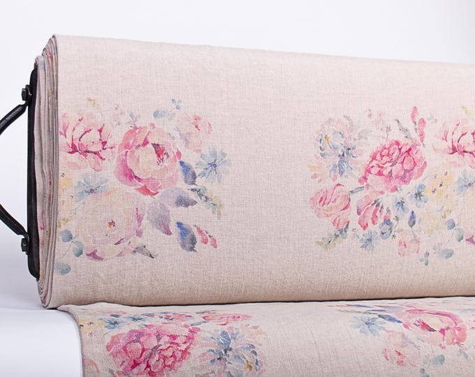 Pastel Floral Linen Fabric: Medium Weight Apparel & Home Decor