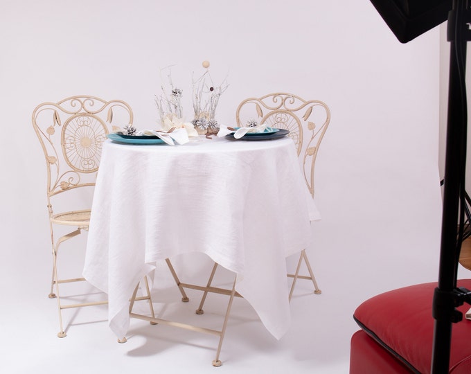 Linen White Tablecloth for Wedding, Rustic Rectangle Tablecloth