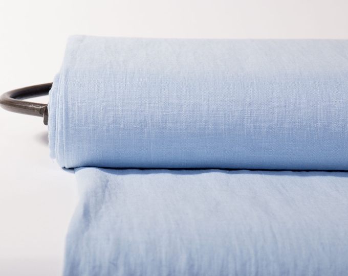 Sky Blue Pure Linen Fabric - Medium Weight, Breathable for Sewing & Home. Blue 100% Linen fabric OEKO-TEX and European Flax Certified