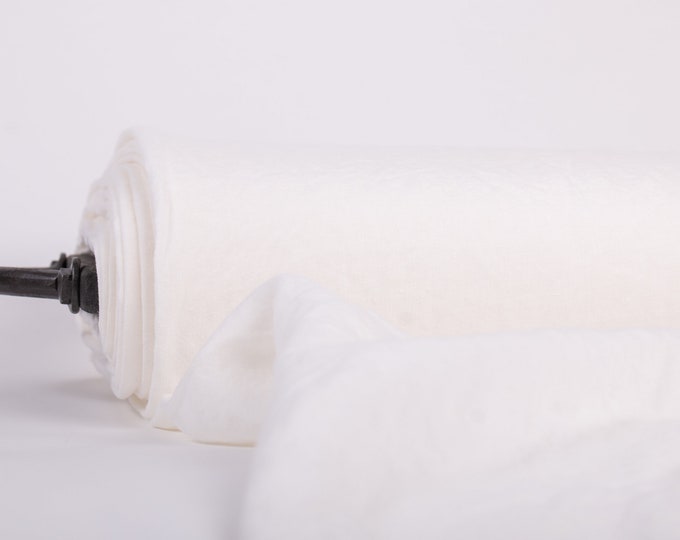 Pure 100% linen fabric. 170 gsm off- white fabric medium weight, mechanical softened for dresses