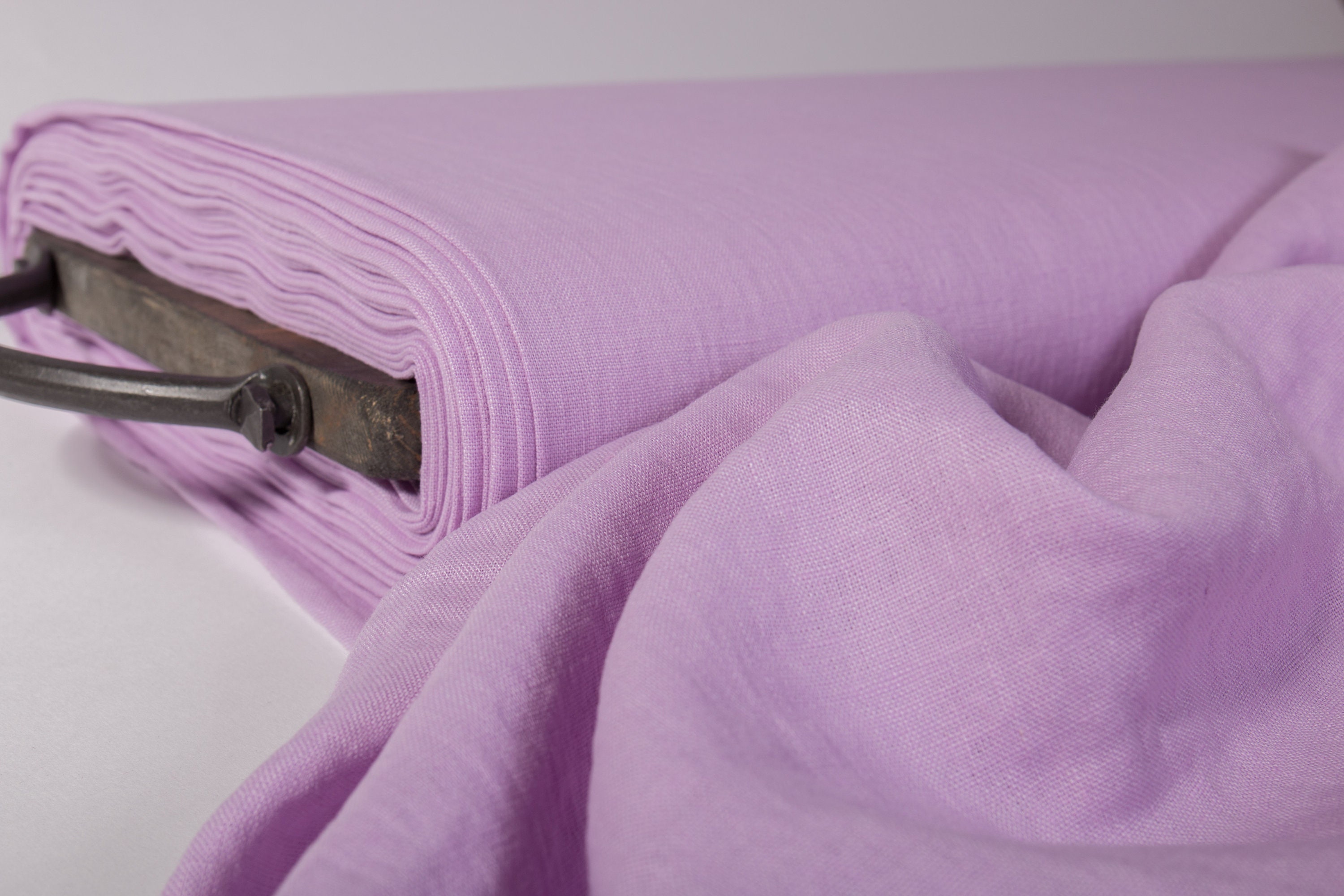 Washed Plum Purple Linen Fabric by the Metre