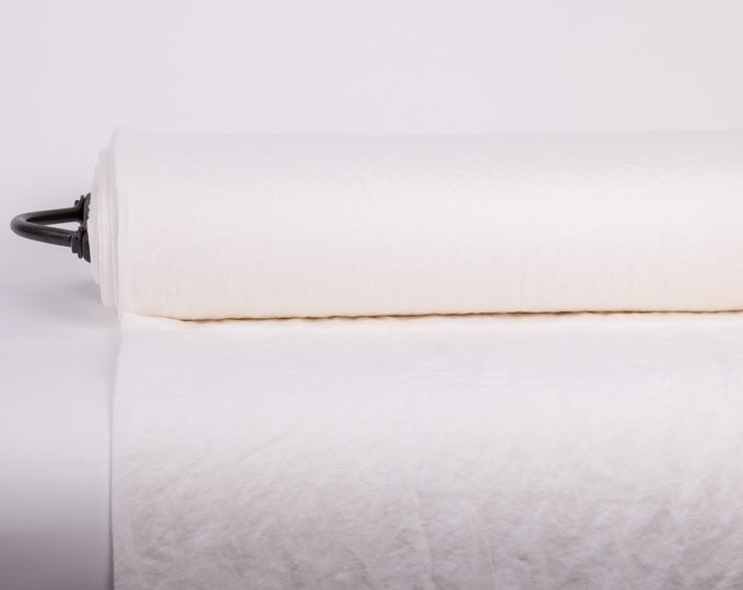 Pure 100% Linen Fabric Stark White 135gsm Light Weight. Premium Lightweight Linen Fabric - Breathable & Versatile for Apparel