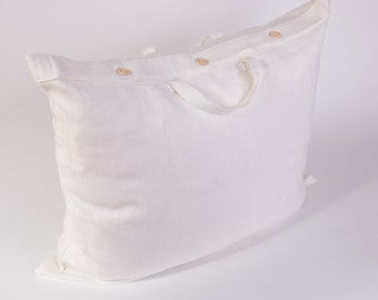 Pure 100% Linen Storage Bag with Handles Fastened with buttons or a zipper.  Organic Wardrobe Bag