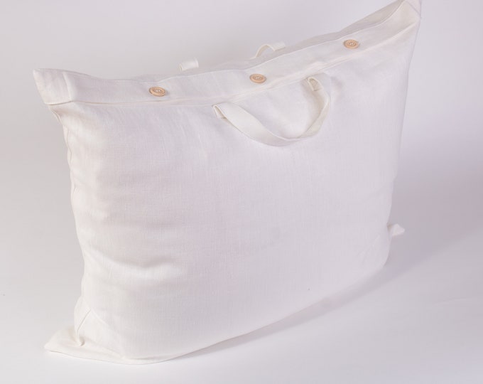 Christmas Gift, 100% Linen Storage Bag with Handles Fastened with buttons or a zipper Organic Wardrobe Bag Standard shipping via FedEx