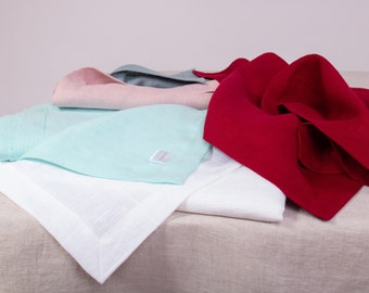 Washed Organic Linen Tablecloth, Softened European Flax Table Cover with Mitered Corners, Custom Linen Dining Decor & Holiday Gift