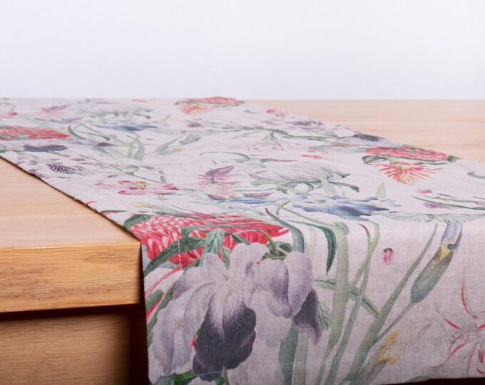 Digital Print Linen Table Runner - Organic, Modern Style for Dining & Gatherings. 100% Organic for Dining Table, Kitchen Island