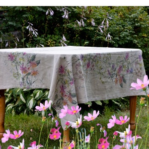 Floral Linen Tablecloth: Vintage Style, Rustic Wedding Decor