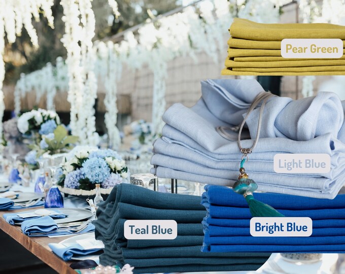 Blue Linen Napkins for weddings, events, and parties.