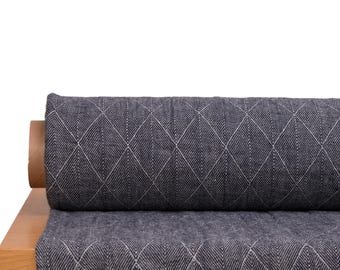 100% Pure Natural Linen: Reversible Jacquard Fabric - Heavyweight Diamond Twill
