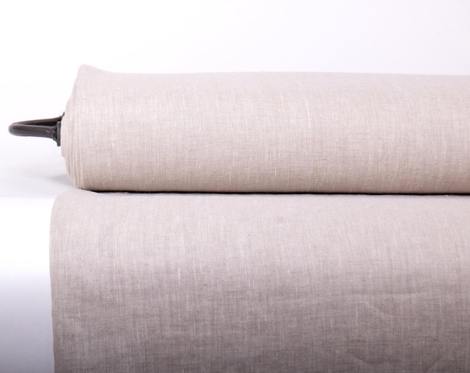 Natural Off-White Chambray Linen Fabric - Medium Weight. Natural and Eco-friendly, Breathable and Comfortable Pure Linen Fabric