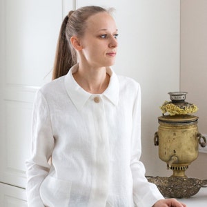 LinenBuy Pure 100% Linen Jacket White.  Linen Jacket Linen Coat Linen Blazer Japanese Jacket  Elegant garment