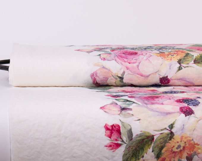 Wholesale Linen Fabric - Roses, Edelweiss, Berry Bands | European Flax
