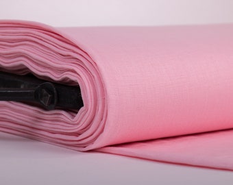 100% Linen Fabric Light Pink- Medium Weight, Plain Woven, Pre-Washed Apparel Fabric